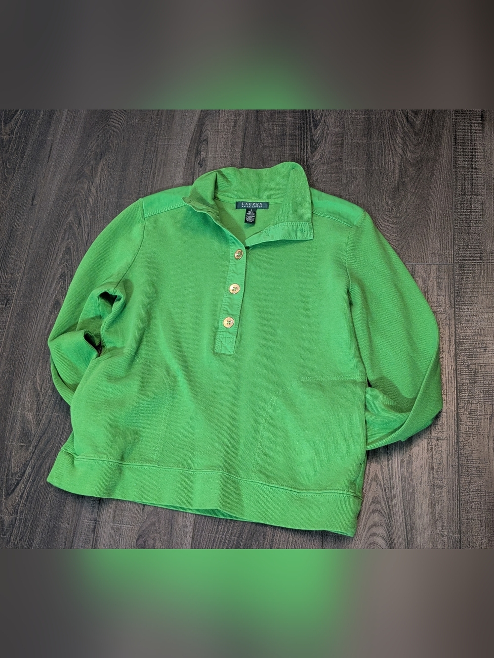 Lauren Ralph Lauren Kelly Green Pullover Pocket Sweater